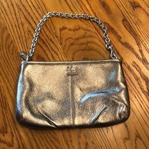 Coach Metallic Clutch with removable wrist chain.